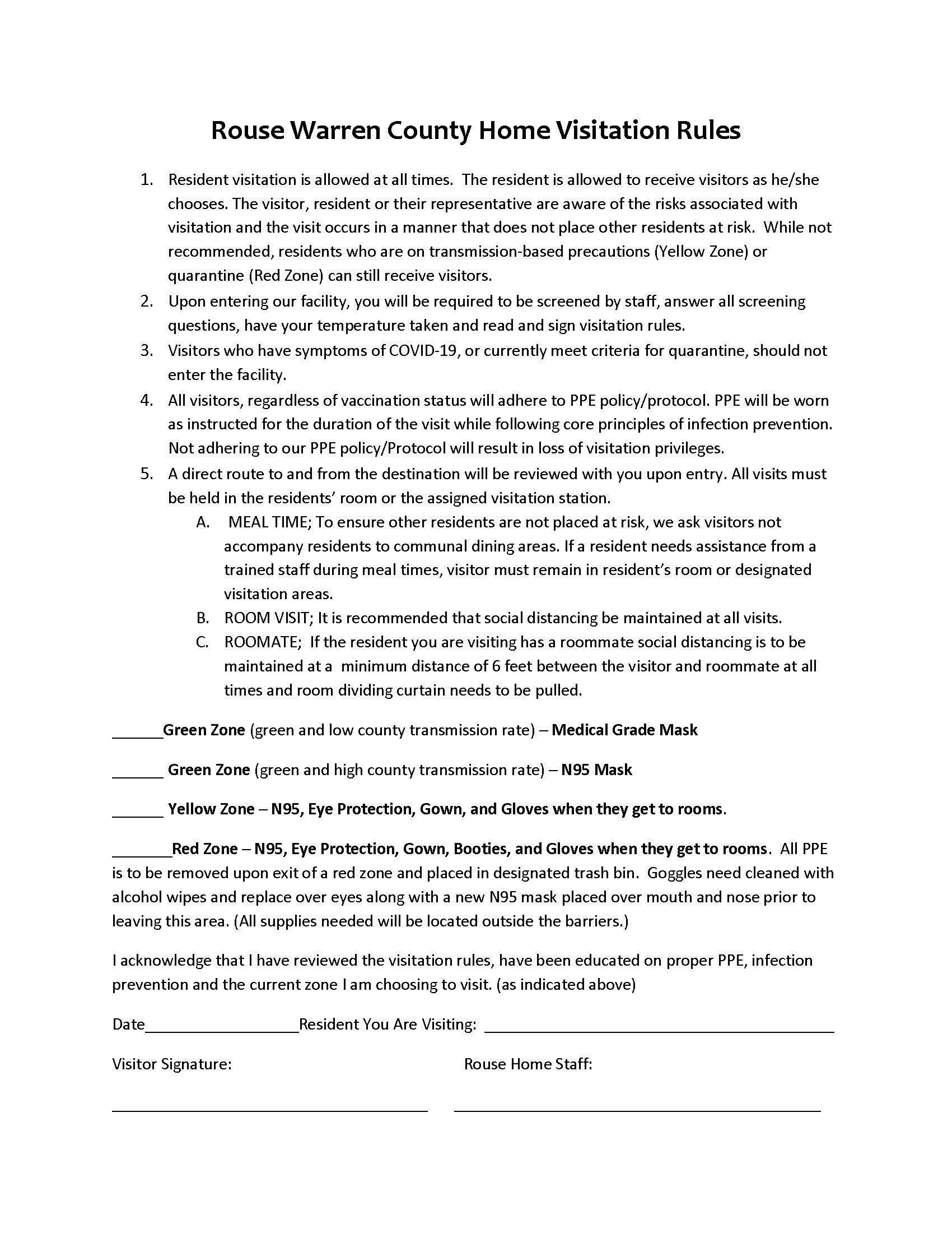 Visitation Policy Rules2